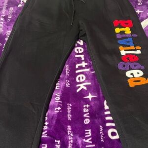 Privileged Men’s Black Joggers with Colorful Lettering